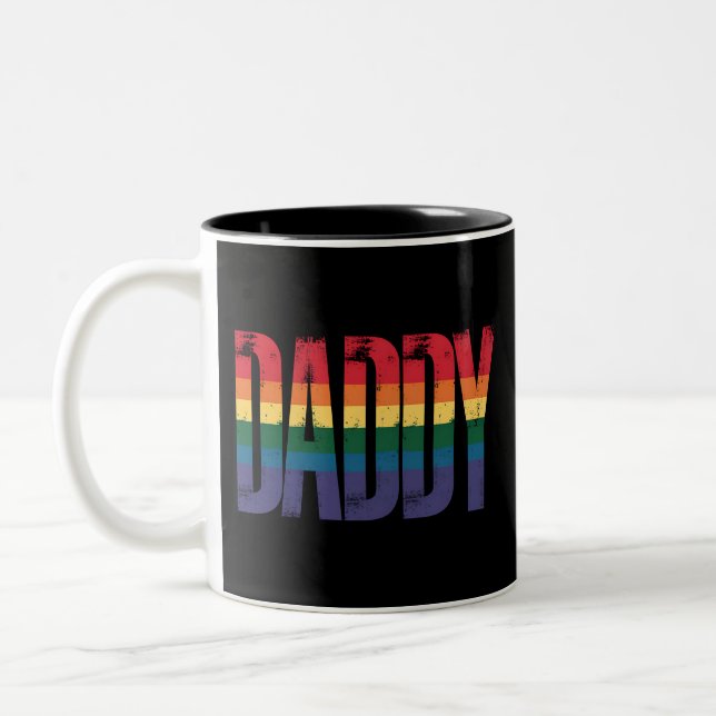 Pappa Gay Pride Månad HBTQ Faders Dag Regnbåge Två-Tonad Mugg (Vänster)