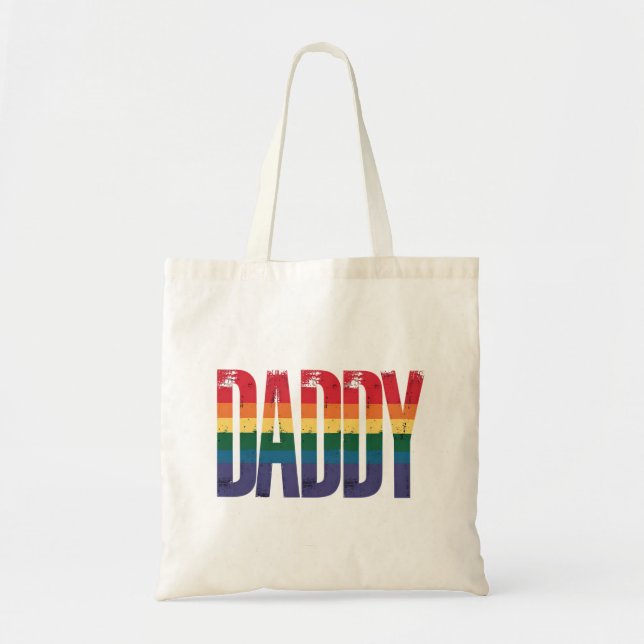 Pappa Gay Pride Månadens LGBTQ Faders Dag Regnbåge Tygkasse (Framsidan)