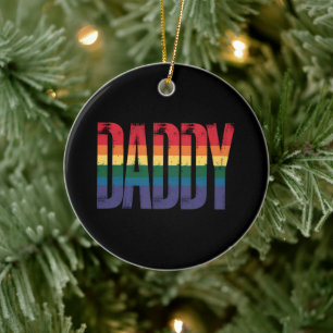 Pappa Gay Pride Month LGBTQ Fars Dag Regnbåge Julgransprydnad Keramik