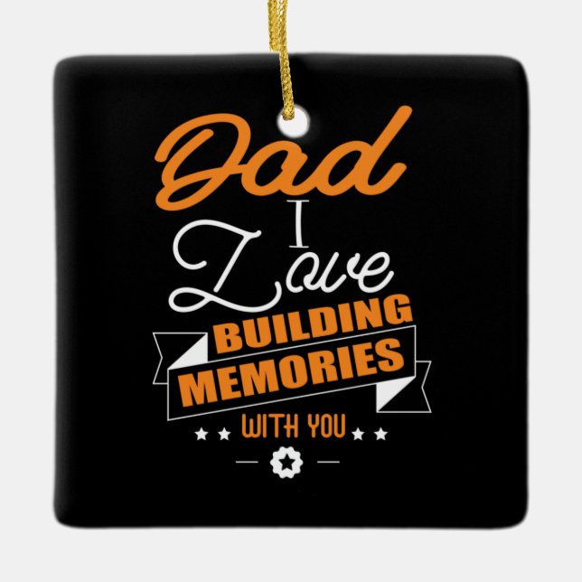 Pappa Gift Kärlek Bygger minnen med dig Julgransprydnad Keramik (Framsida)