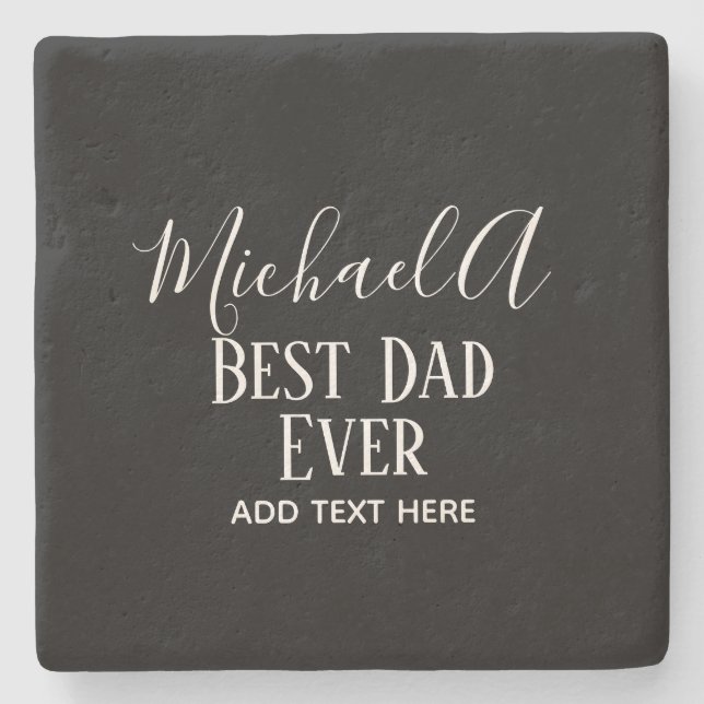 PAPPA Gift Personlig Classic Black White Stenunderlägg (Framsidan)