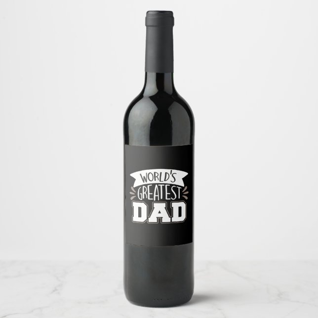 Pappa Gift Världsmästare Pappa Vinflaska Etikett (Framsida)