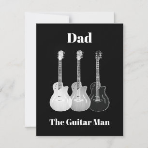Pappa gitarr man enkel rolig monokrom anteckningskort