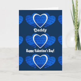 Pappa/Glad Alla hjärtans dag - blå hjärtan Helgkort