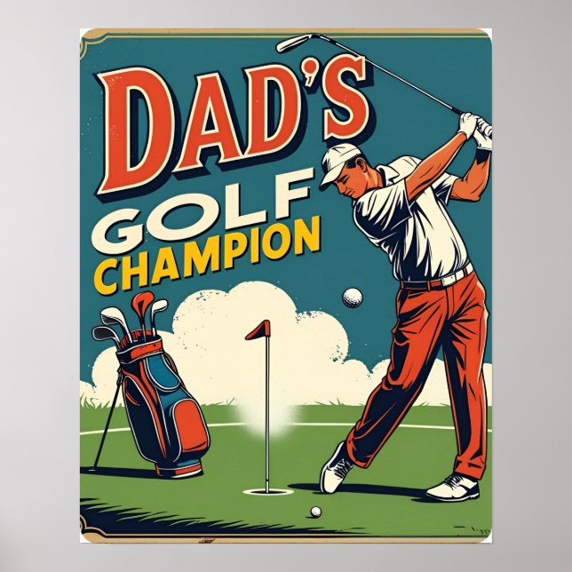 Pappa Golf Champion Retro Poster Skriv ut (Framsidan)