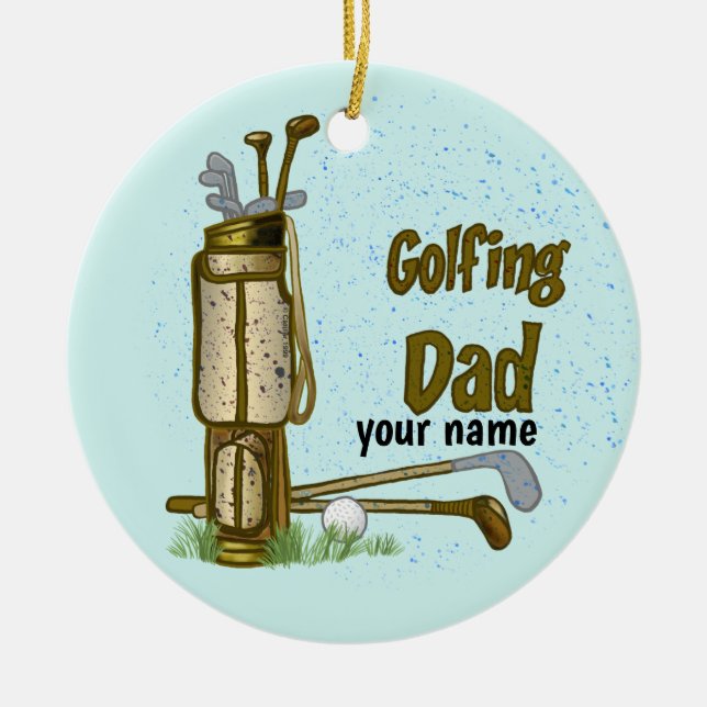 Pappa golf golfprydnad julgransprydnad keramik (Framsidan)