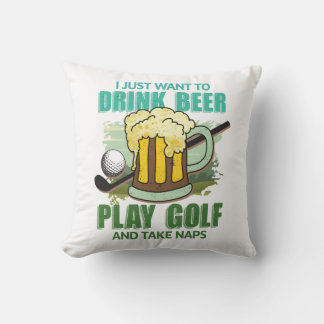 PAPPA GOLF och BEER White Dekorativ kudde