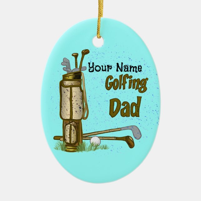 Pappa golf-ornament julgransprydnad keramik (Framsidan)