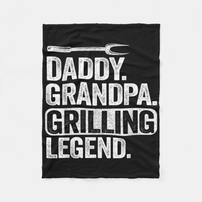 Pappa Grandpa Grilling Legend Smoking Kött Funny B Fleecefilt (Framsidan)