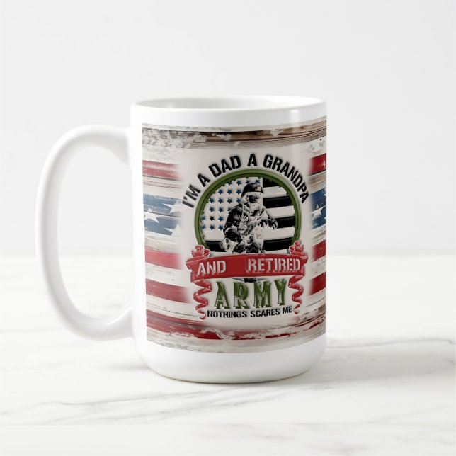 Pappa Grandpa Retrött Army Mugg, USA flagga Gift Kaffemugg (Vänster)