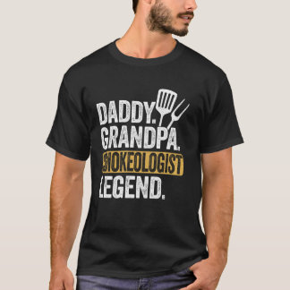 Pappa Grandpa Smokeolog Legend Funny Retro Grilli T Shirt