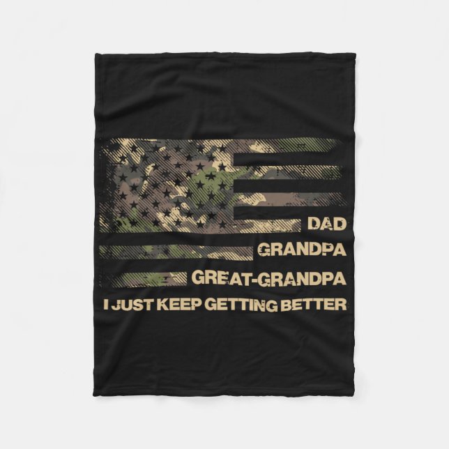 Pappa Grandpa Underbar Grandpa Camo Flagga Far Gra Fleecefilt (Framsidan)