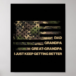 Pappa Grandpa Underbar Grandpa Camo Flagga Far Gra Poster
