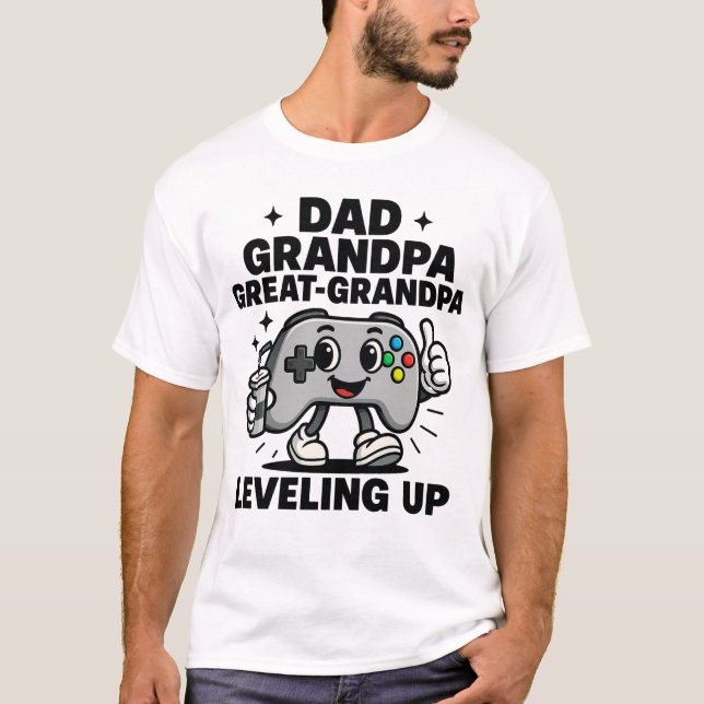 Pappa Grandpa Underbar-Grandpa: Leveling Up T Shirt (Framsida)