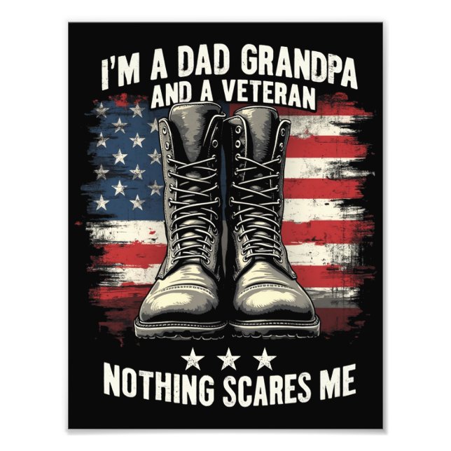 Pappa Grandpa Veteran Patriotic Fars dag Fototryck (Framsidan)