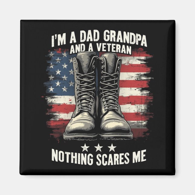 Pappa Grandpa Veteran Patriotic Fars dag Magnet (Framsidan)