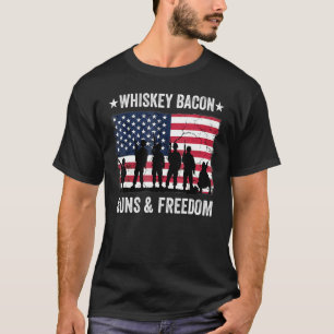 Pappa Grandpa Veteran Us Flagga Whiskey Bacon Guns T Shirt