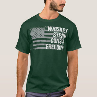 Pappa Grandpa Veteran US Flagga Whiskey Steak Guns T Shirt