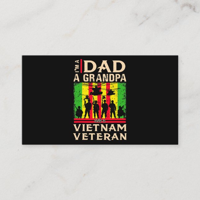Pappa Grandpa Vietnam Veteran Shirts veteran far Visitkort (Framsida)