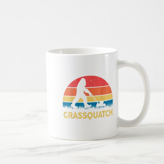 Pappa gräsklippning Grquatch Bigfoot gräsklippare  Kaffemugg (Höger)