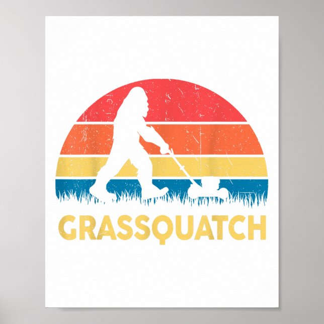 Pappa gräsklippning Grquatch Bigfoot gräsklippare  Poster (Framsidan)