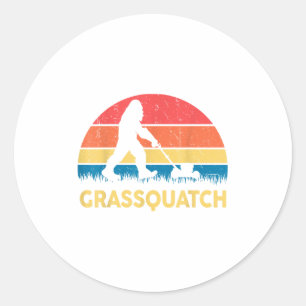 Pappa gräsmattor klippning Grquatch Bigfoot gräskl Runt Klistermärke
