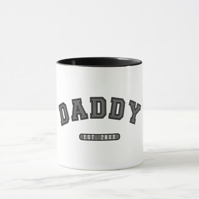Pappa Grått Läder Est. Etablerad Grafik Mugg (Center)