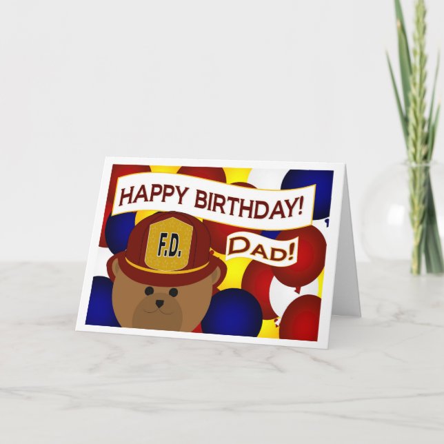 Pappa - grattis på födelsedagenbrandmanhjälte! kort (Framsida)