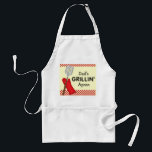 Pappa Grillin förkläde<br><div class="desc">Detta förkläde presenterar texten "pappa det Grillin förklädet" med ett grafiskt av en grilla spatel och en ugnskarda. Imprinten betonas med röda kontroller. Denna är anpassadet,  så du kan sätta någon som är känd i stället för pappa.</div>
