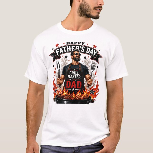 Pappa Grillmästare Glad Fars Dag T Shirt (Framsida)