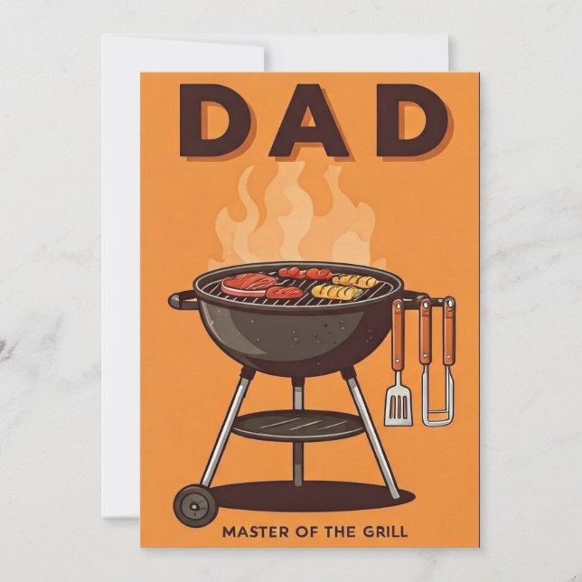 Pappa Grillmästaren BBQ Farsdags-kort Kort (Framsida)