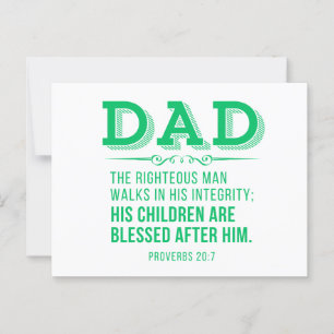 Pappa - Grönt Fars dag Christian Bible Verse Vykort