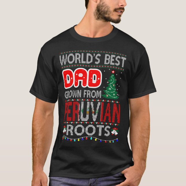 Pappa Grown Peruvian Roots Jul Ugly Sweater T Shirt (Framsida)