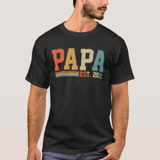 Pappa Grundad 2022 Papa est 2022 Idé För Pappadage T Shirt