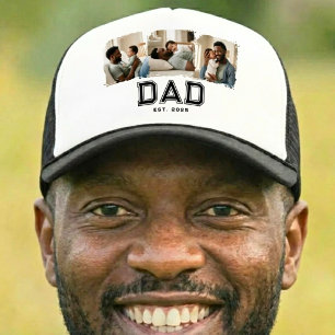 Pappa Grundad År 3 Foto Fet Svart Vit Hatt Keps