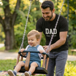 Pappa Grundad Fetstil Vit Svart T Shirt
