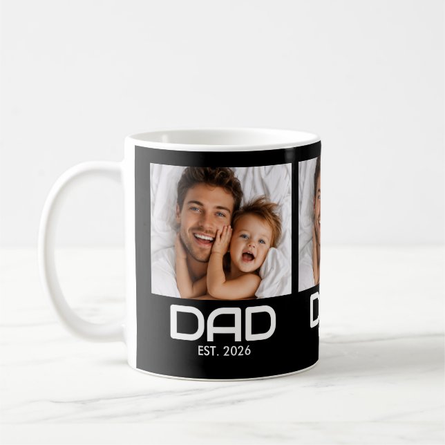 Pappa Grundade Fet Svart 3 Foto Kaffe Mugg (Vänster)