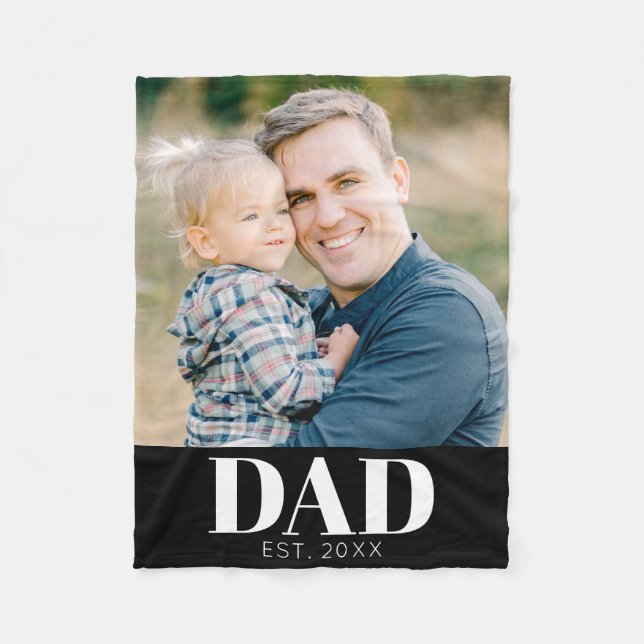 Pappa Grundade Foto Fars Dag Fleecefilt (Framsidan)