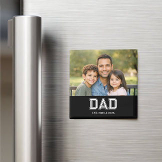 Pappa Grundade Foto Modern Typsnitt Gåva Magnet