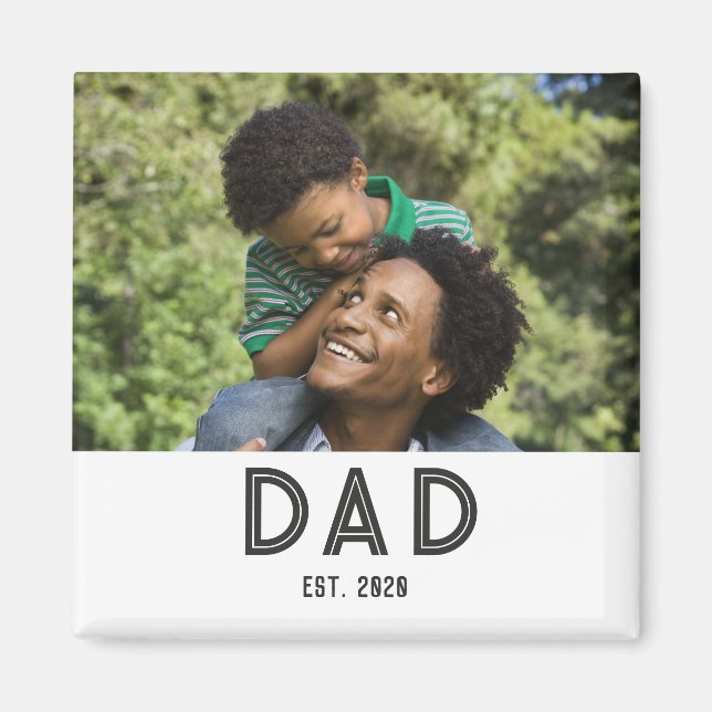 Pappa Grundade Foto Present Fars Dag Magnet (Framsidan)