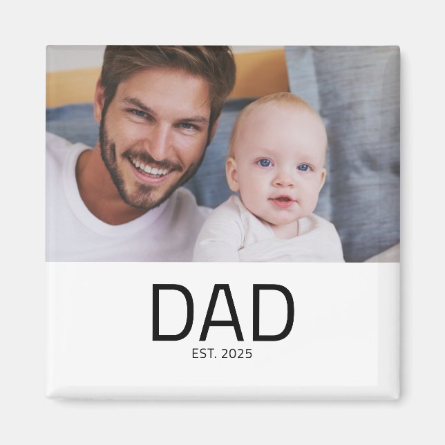 Pappa Grundade Foto Present Magnet (Framsidan)