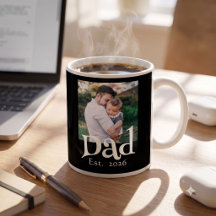 Pappa Grundade Roligt Enkelt Text Foto Svart