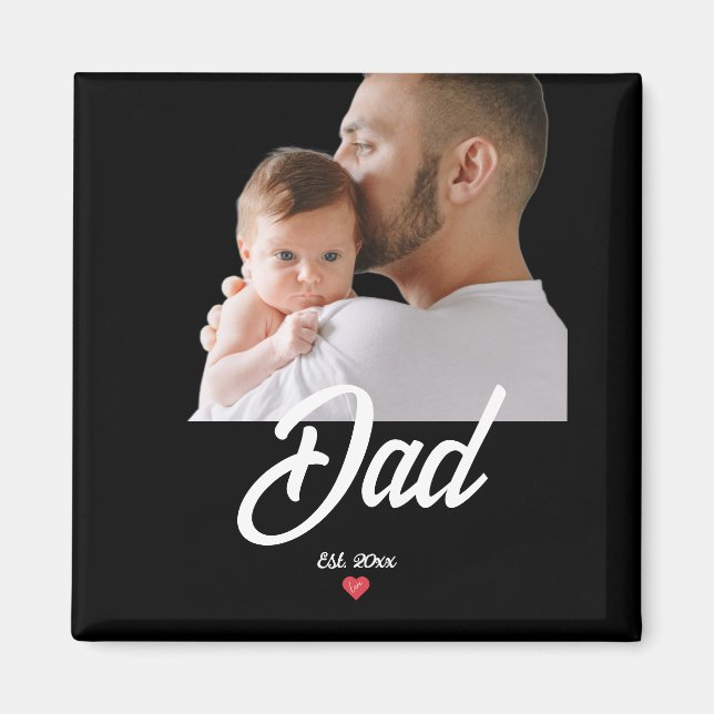 Pappa Grundade Roligt Skript Foto Present Magnet (Framsidan)