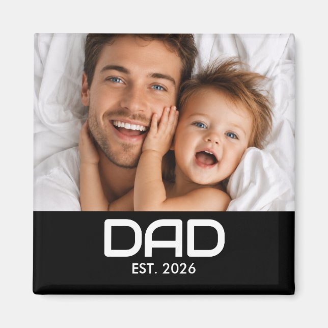 Pappa Grundat Foto Fars Dag Magnet (Framsidan)