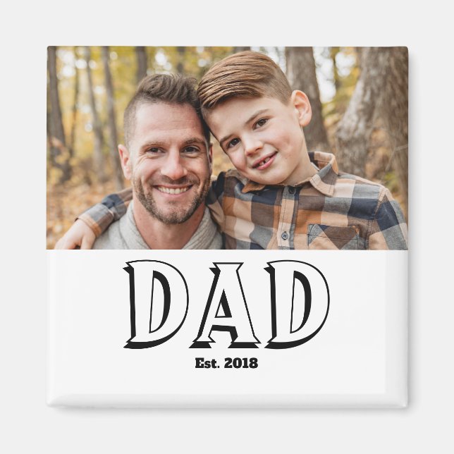 Pappa Grundat Foto Gåva Magnet (Framsidan)