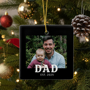 Pappa Grundat Foto Present Julgransprydnad Keramik