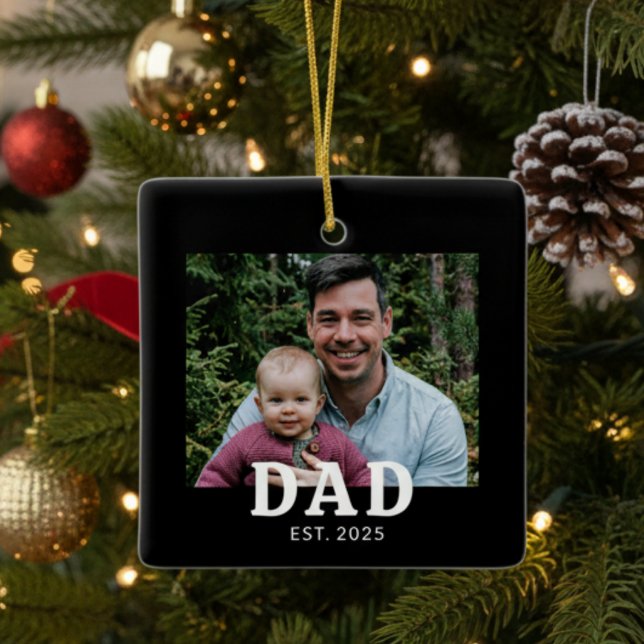 Pappa Grundat Foto Present  Julgransprydnad Keramik (Skapare uppladdad)