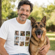 Pappa GSD hund pappa fotokollage vit