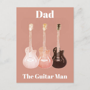 Pappa guitar man rolig akustisk, rustik musiker helg vykort