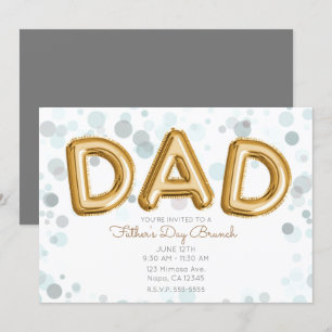 Pappa Guld Ballonger Fars dag Brunch Modern Grå Inbjudningar